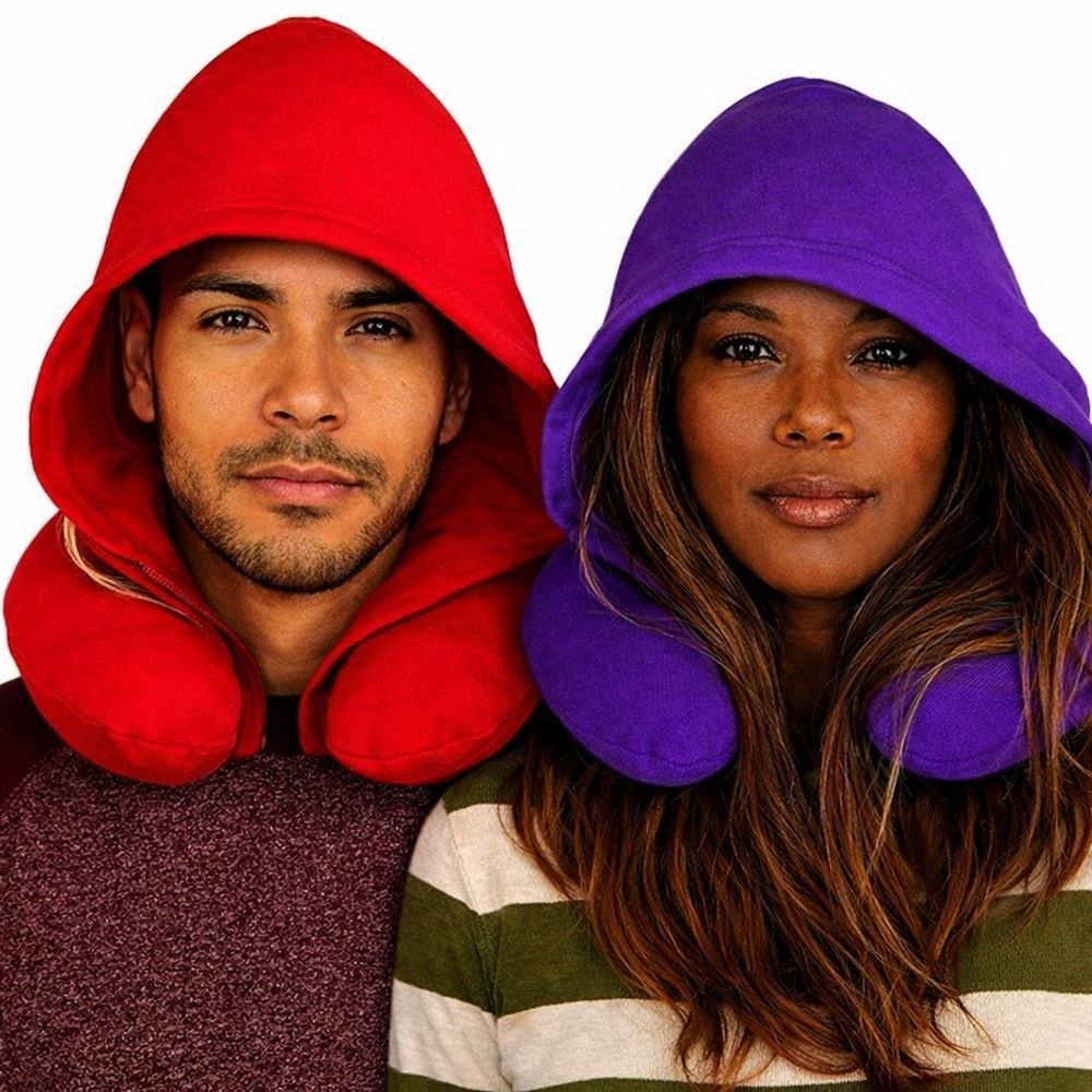 💘🆕️1-Purple & 1-Red Hooded Travel Pillow(s)🔷️